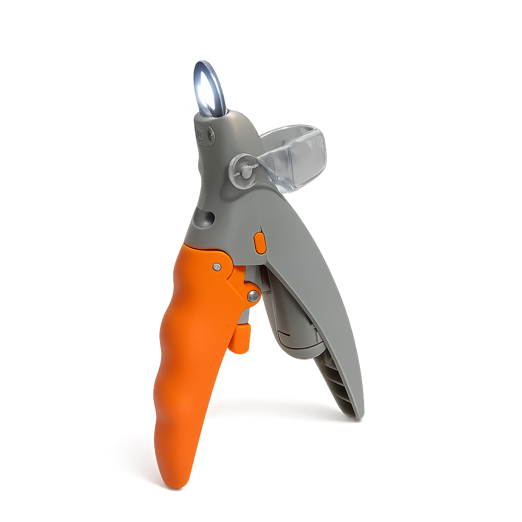 TrimBuddy LED dog nail clipper with built-in light for safe trimming